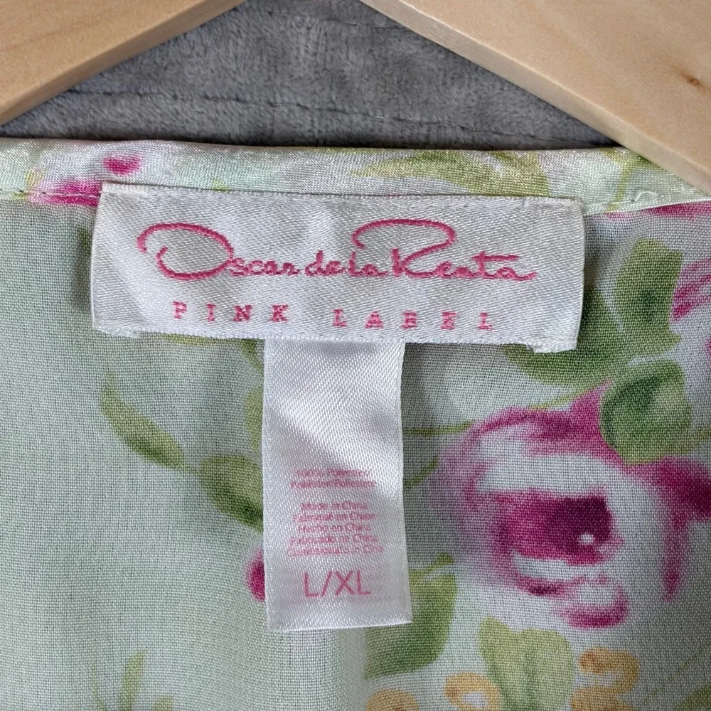 Oscar de la Renta Pink Label Floral Robe and Nightgown Set Mint Green Large XL